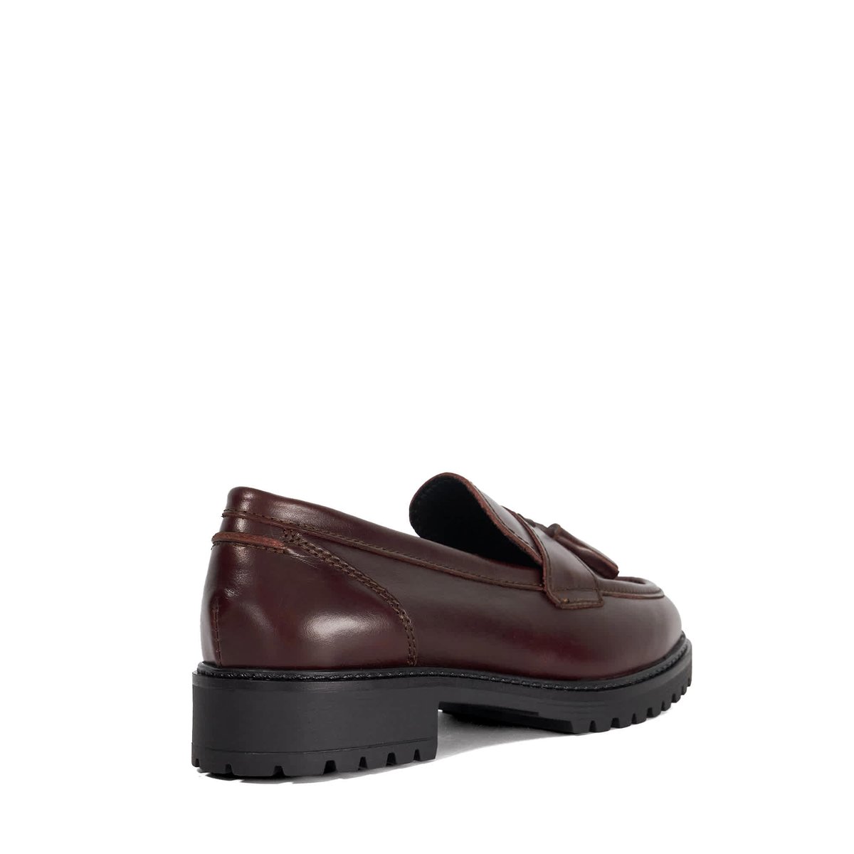 Mocassins en cuir à pampilles et semelle crantée coupe large - Wide Fit GRACELYN burgundy-leather, DUNE LONDON