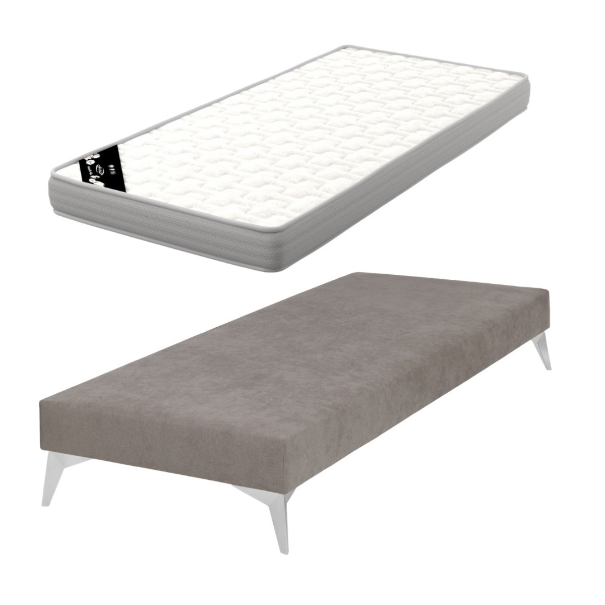 Pack sommier tapissier avec matelas Bois massif HOCEA lin, AKITEN RETAIL
