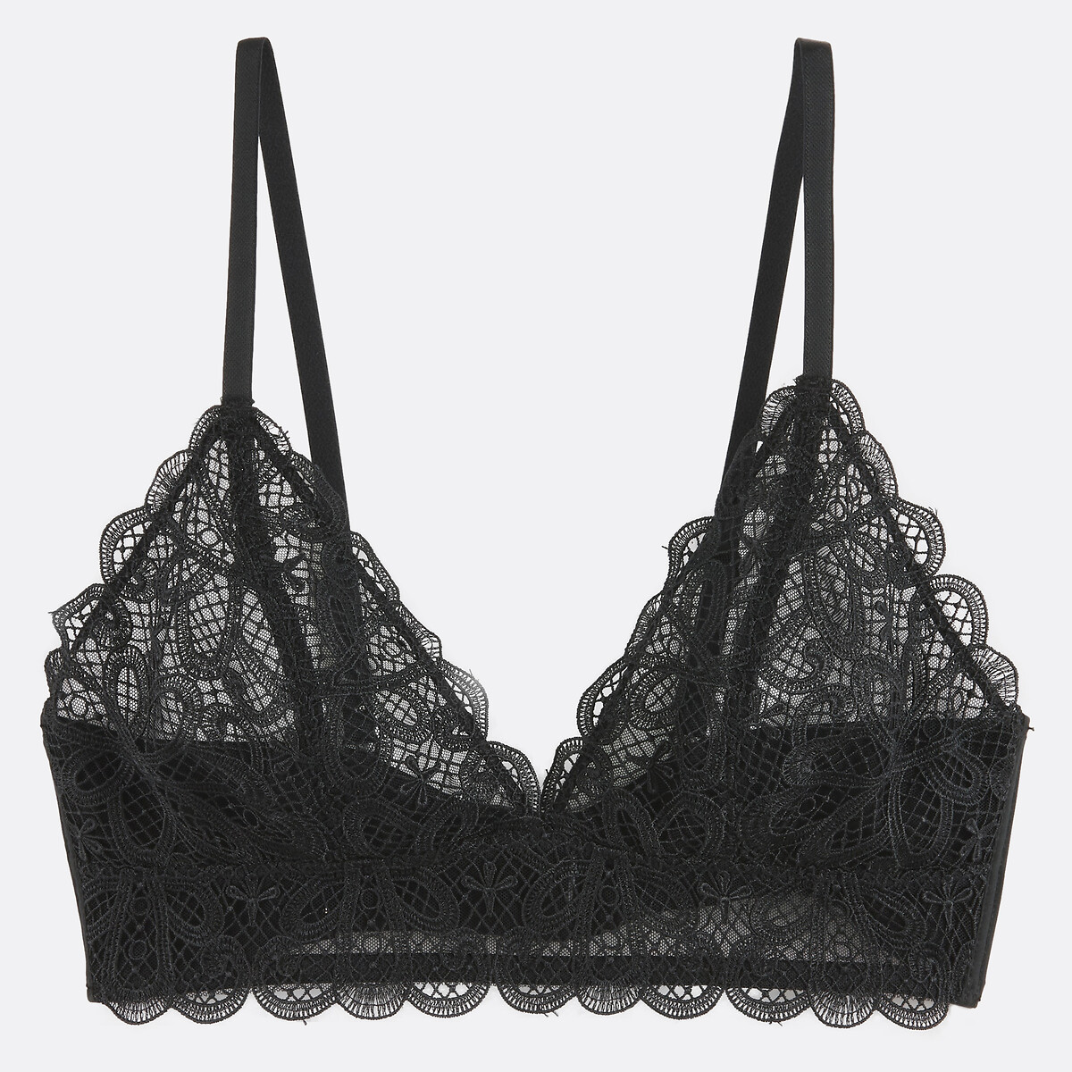 Reggiseno a triangolo in pizzo guipure, ALEXIANE nero , LA REDOUTE COLLECTIONS