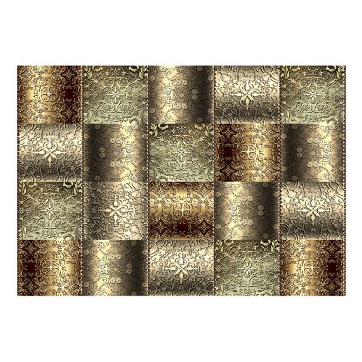 Papier peint intissé panoramique Metal Plates jaune / doré, EDEN