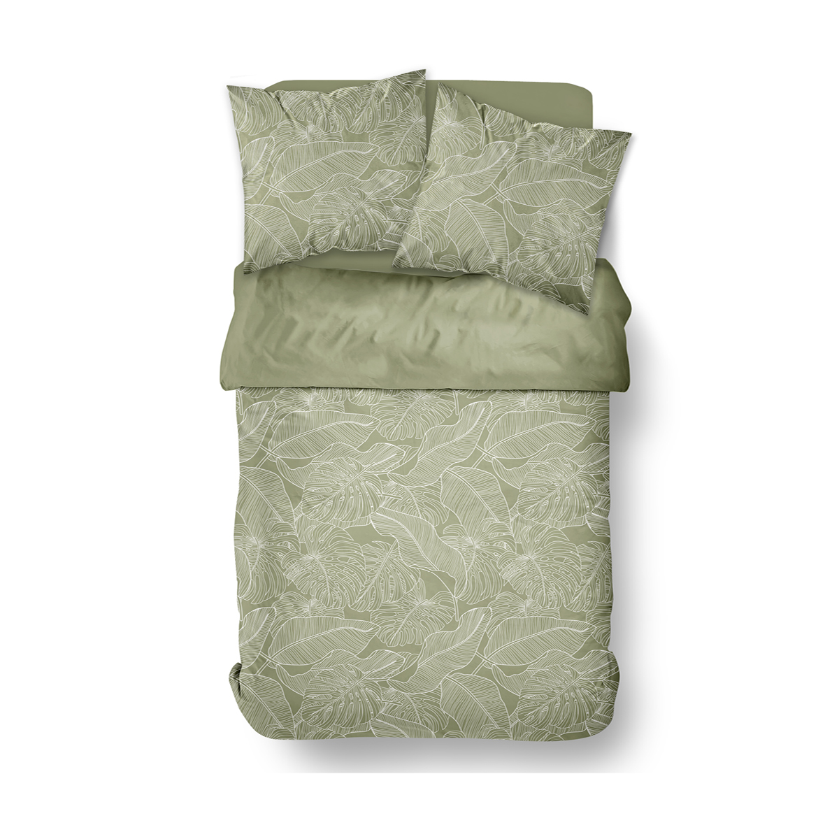 Parure de lit imprimé Floral coton SUNSHINE PAULO vert, TODAY