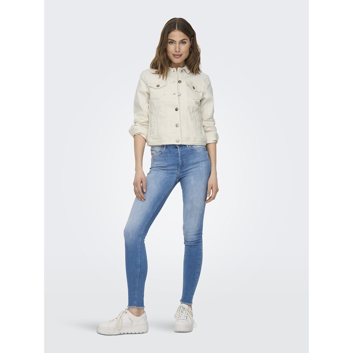 Veste courte en jean ecru, ONLY