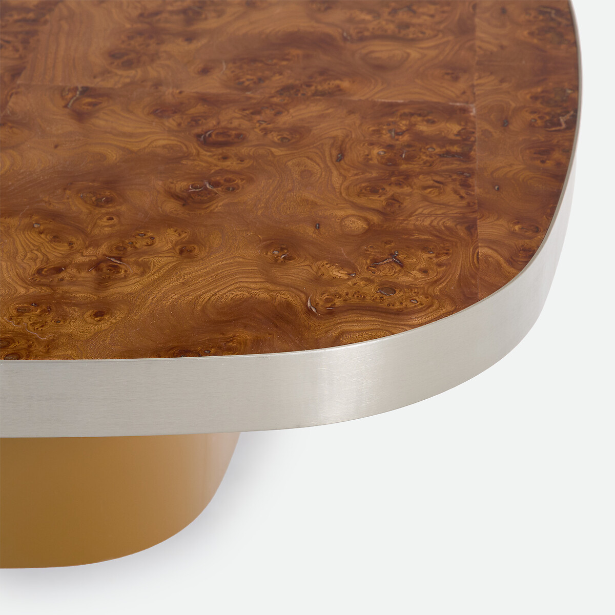 Table basse, plateau en plaqué loupe d'orme, diamètre 100 cm, PAUL bronze, LA REDOUTE INTERIEURS