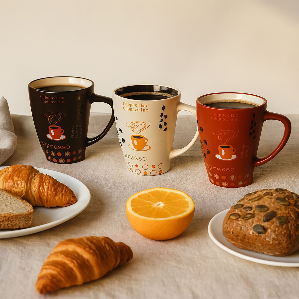 Lot de 6 mugs en grès 25cl, NOVA multicolore, NOVASTYL