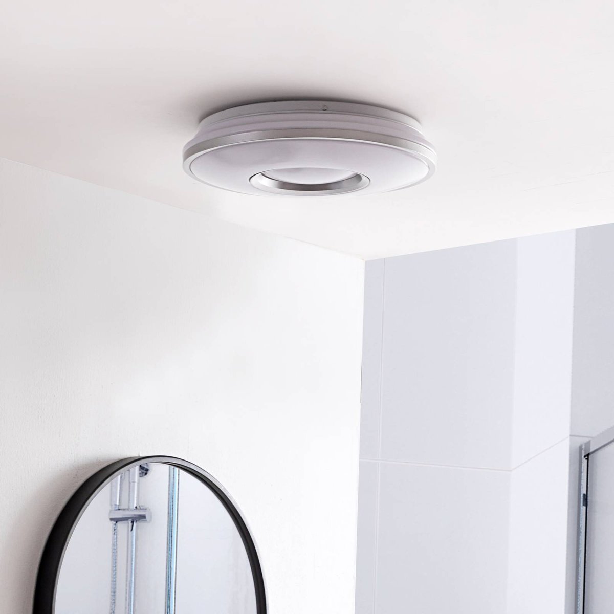 Plafonnier en métal moderneLED, Furgo argent, blanc, LINDBY