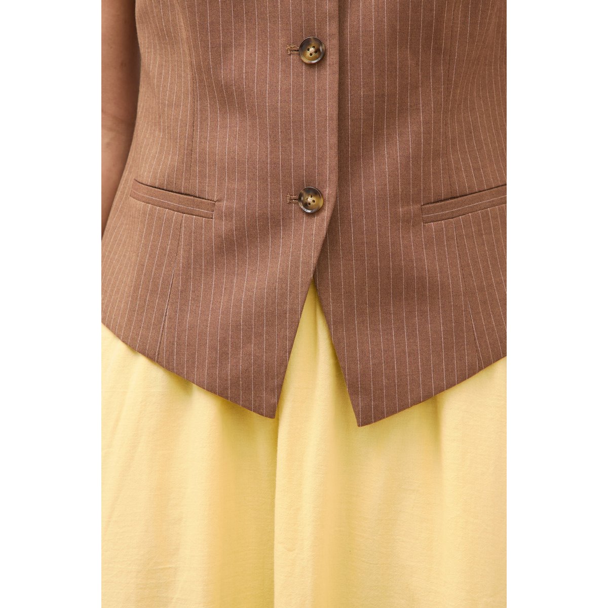 Gilet sans manches col rond doublé marron, BONOBO