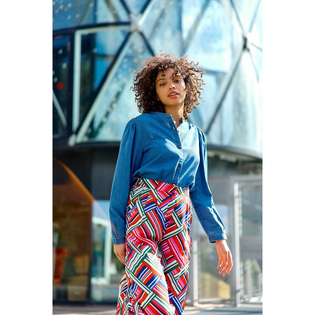 Billie Denim Blouse with Long Sleeves denim, LA PETITE ETOILE