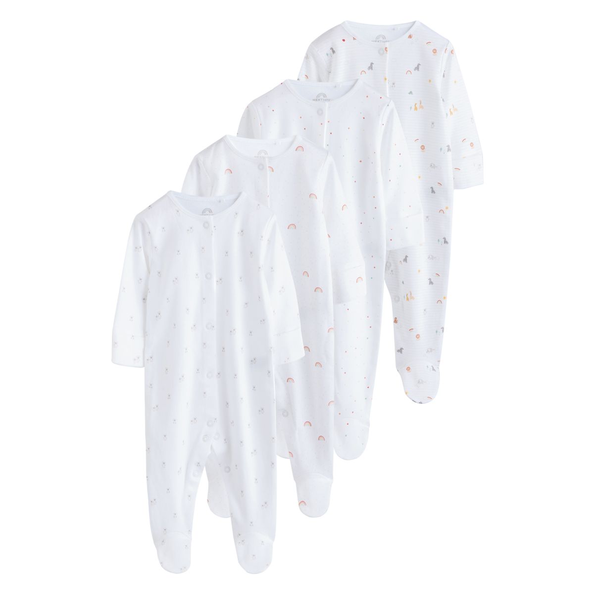 Dors-bien à boutons-pression, lot de 4 blanc, NEXT