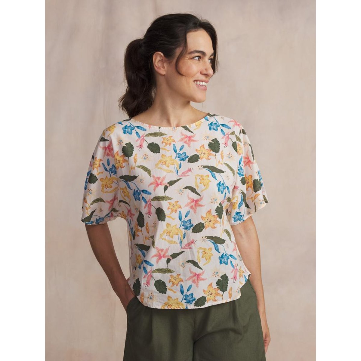 Blouse col rond GYSELRON craie, TBS