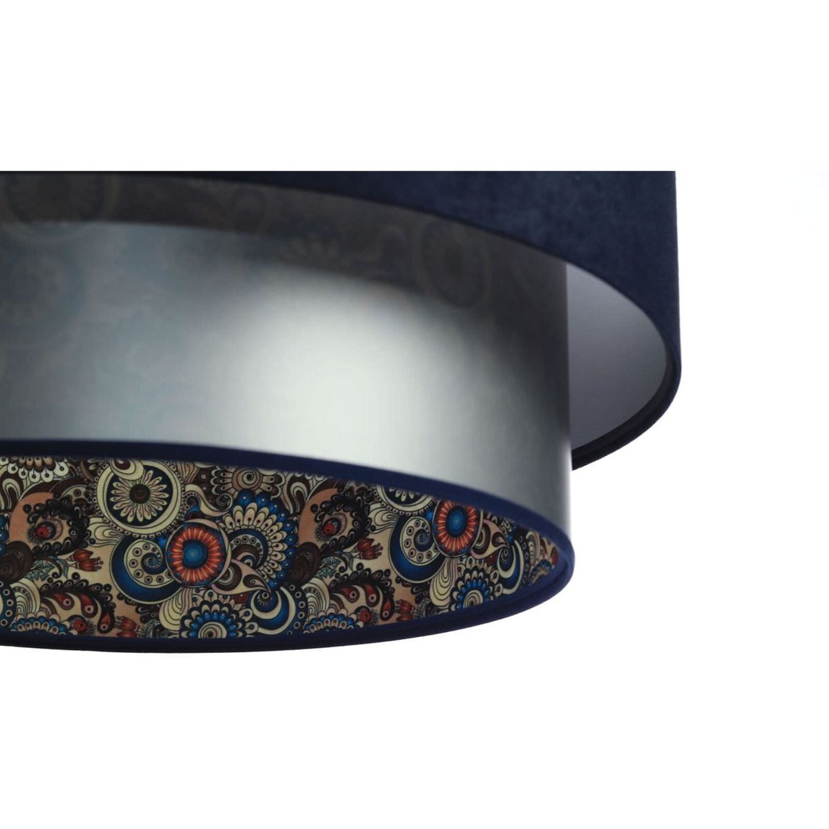 Suspension en velours, DUO ÉLÉGANT velours bleu marine et argenté intérieur décor multicolore, BPS KONCEPT