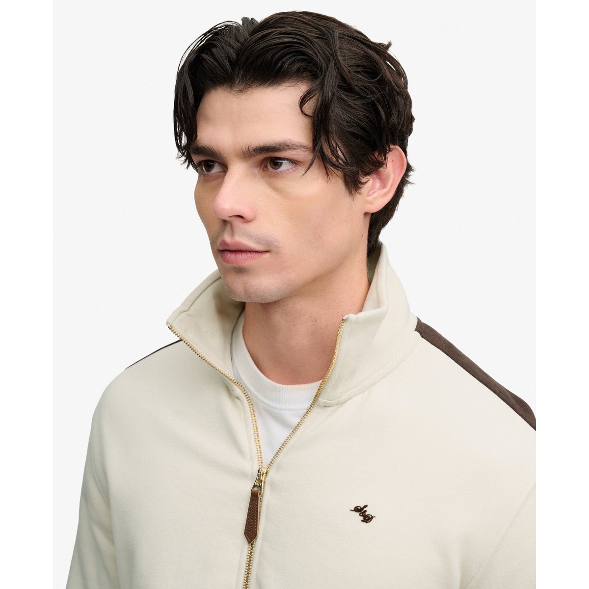 Veste de Survêtement Logo Script Coupe Décontractée écru chiné, SUPERDRY