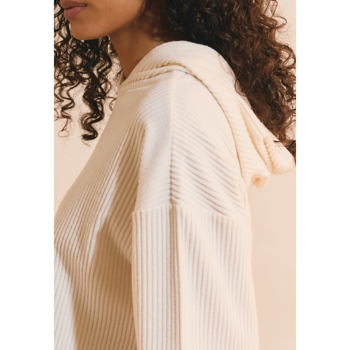 Sweatshirt de pyjama côtelé BASILE ecru, ETAM
