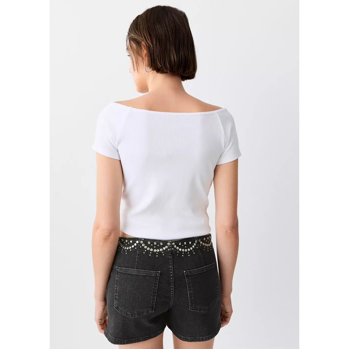 Mini short clouté black denim, MANGO TEEN