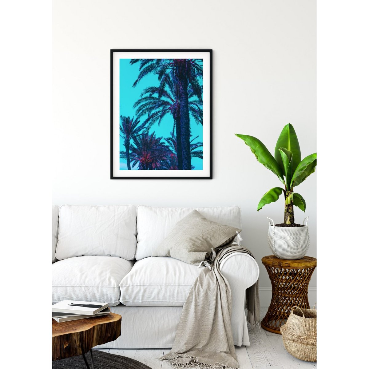 Poster Palm Trees blanc, L'AFFICHERIE