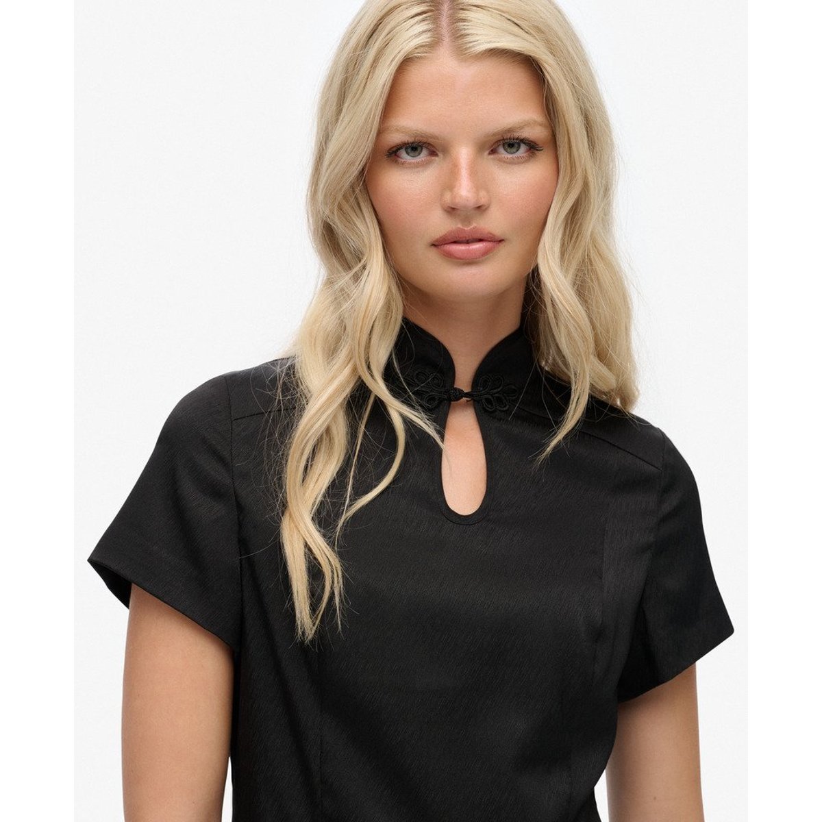 Mini-robe Mandarin en satin noir, SUPERDRY