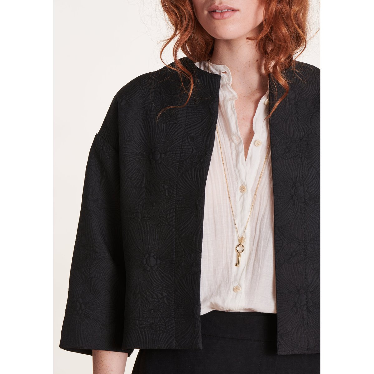 Veste courte manches 3/4 noir, LA FEE MARABOUTEE