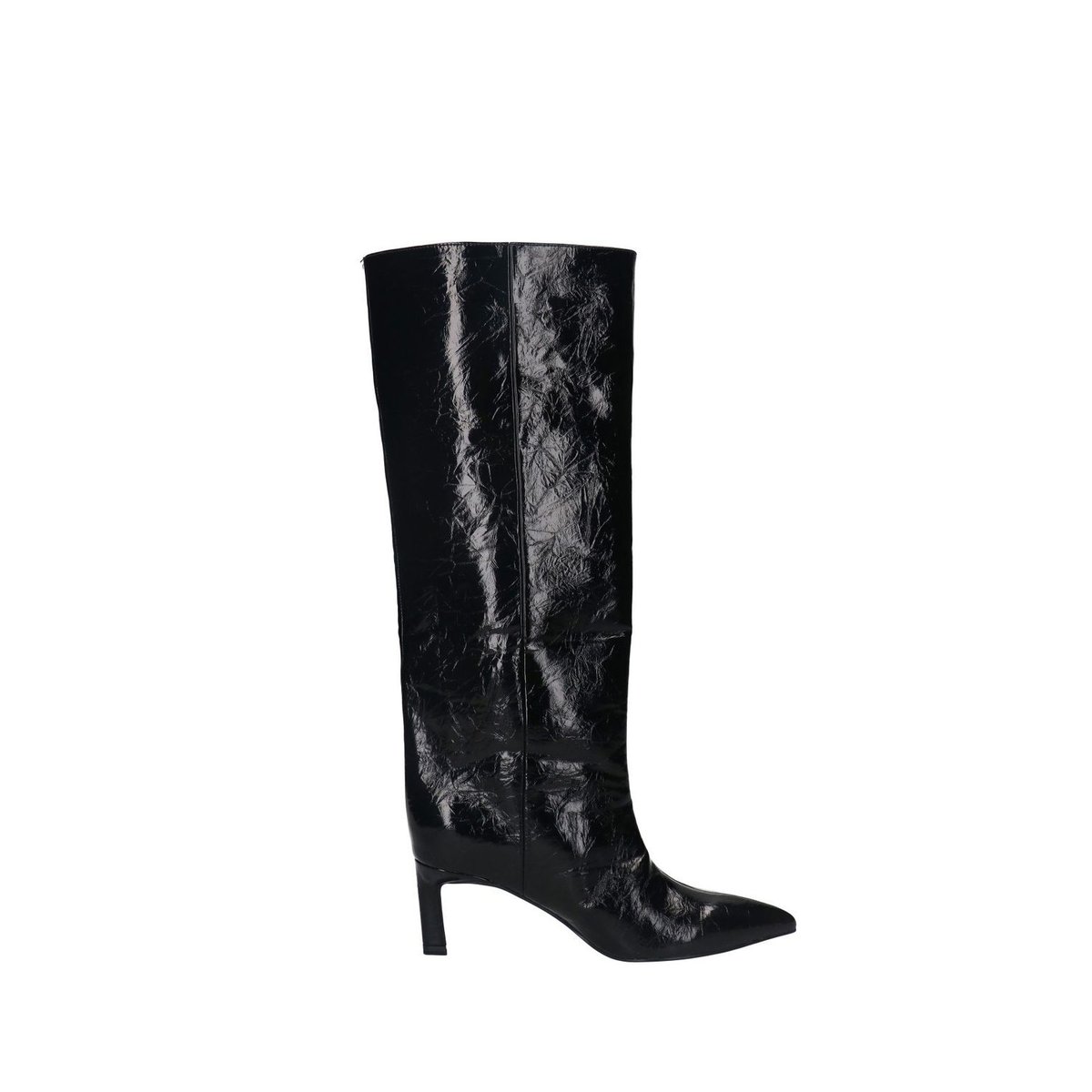 Bottes hautes vernies à talon noir, SACHA