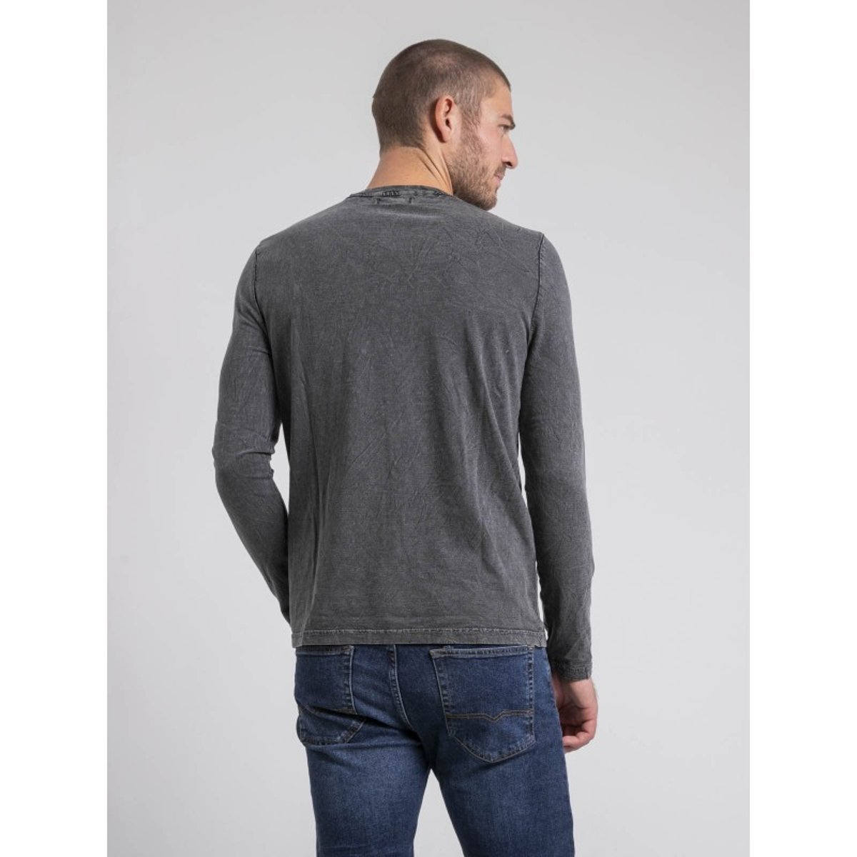 T-shirt Manches Longues Col Rond Pur Coton Jabital gris, RITCHIE