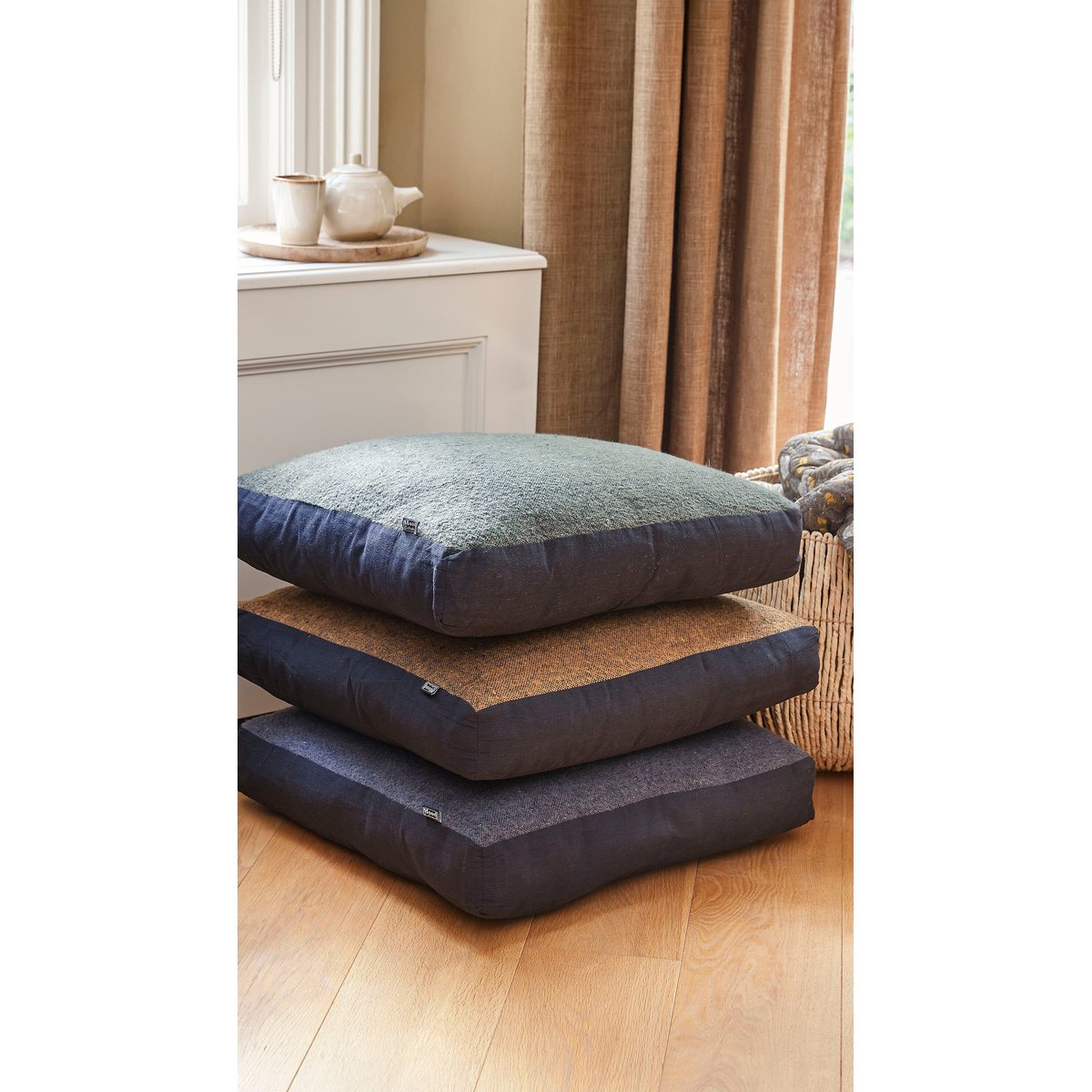 Coussin de sol en jacquard texturé CHRISSY marron, IN THE MOOD COLLECTION