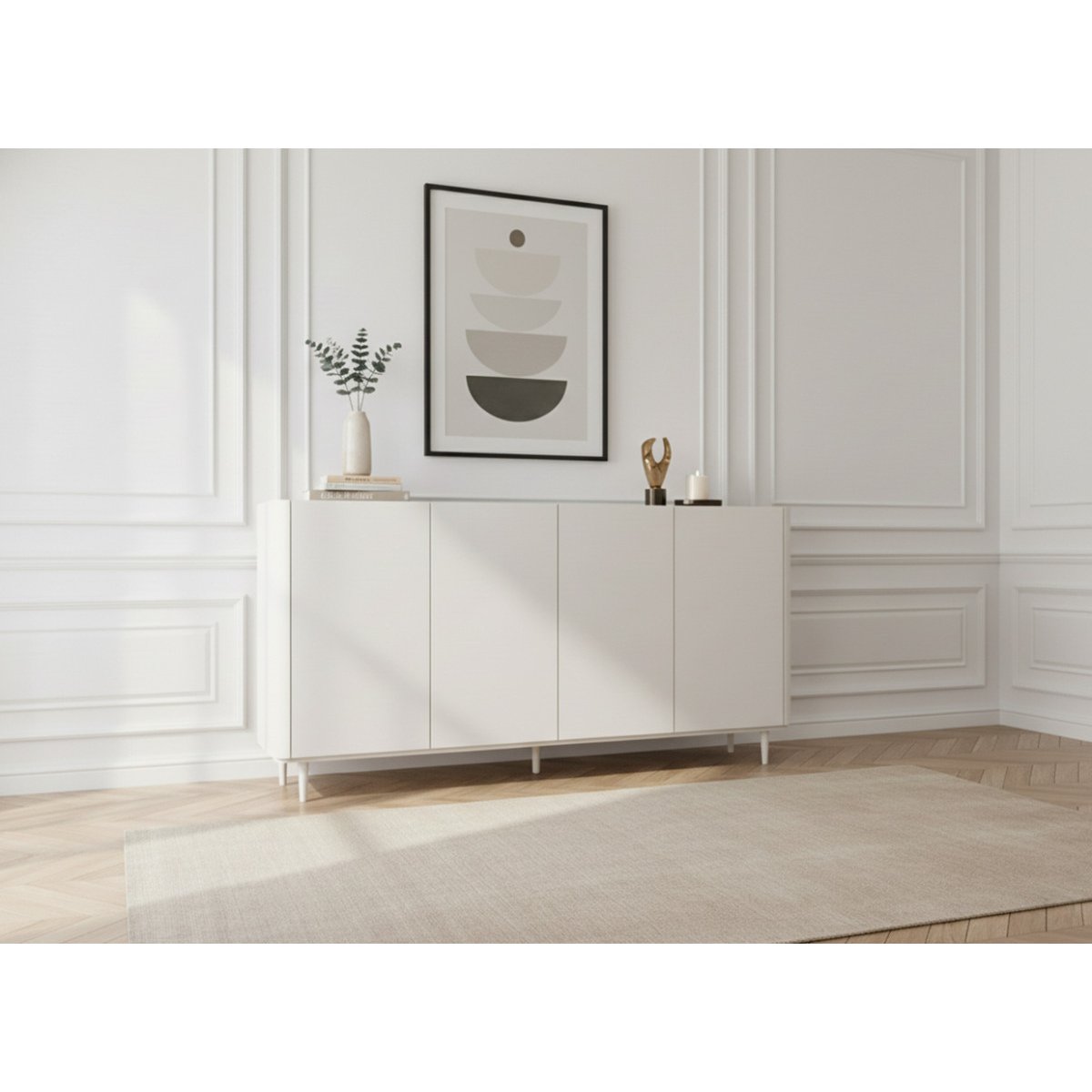 Buffet en 4 portes 200 cm, ANYRA beige, BOBOCHIC