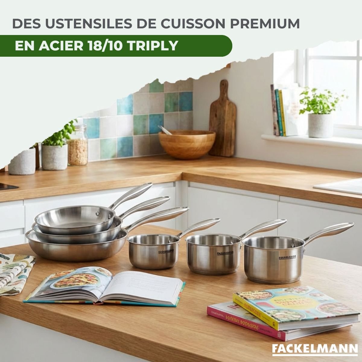 Batterie 2 poêles 26/28cm + 2 casseroles 14/18cm VITA3 gris, FACKELMANN