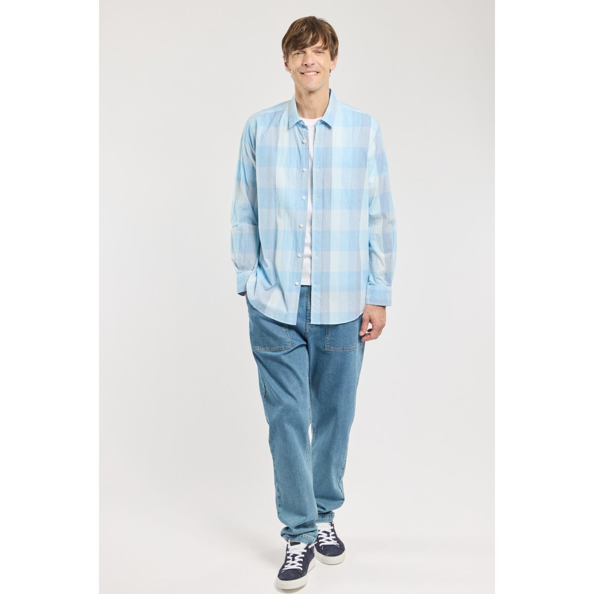 Chemise à petits carreaux en coton madras rayé pagoda, ARMOR-LUX