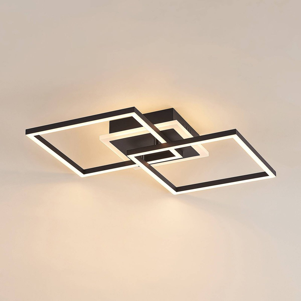 Plafonnier en aluminium moderneLED, Fjardo noir, LINDBY