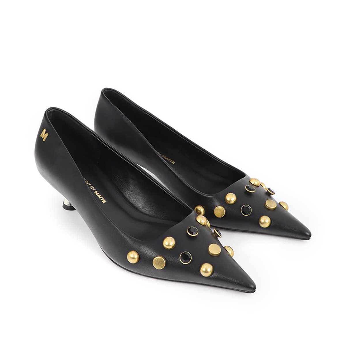 Escarpins à talon entonnoir à clous décoratifs noir, LOLA CASADEMUNT
