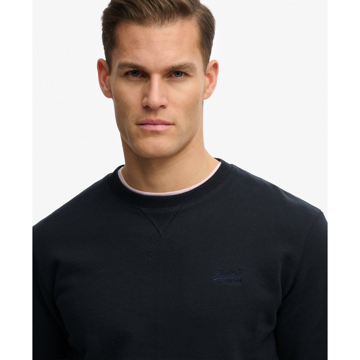 Sweatshirt Essential Logo Col Rond bleu marine éclipse, SUPERDRY