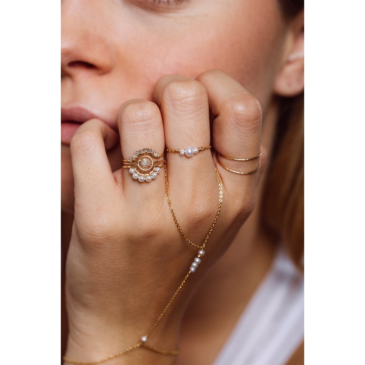 Bague Frida - Perles de culture or/perles de cultures blanches, YAY PARIS
