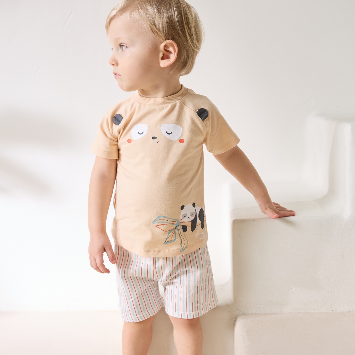 Pyjama short enfant 2 pièces Bento sable, PETIT BEGUIN
