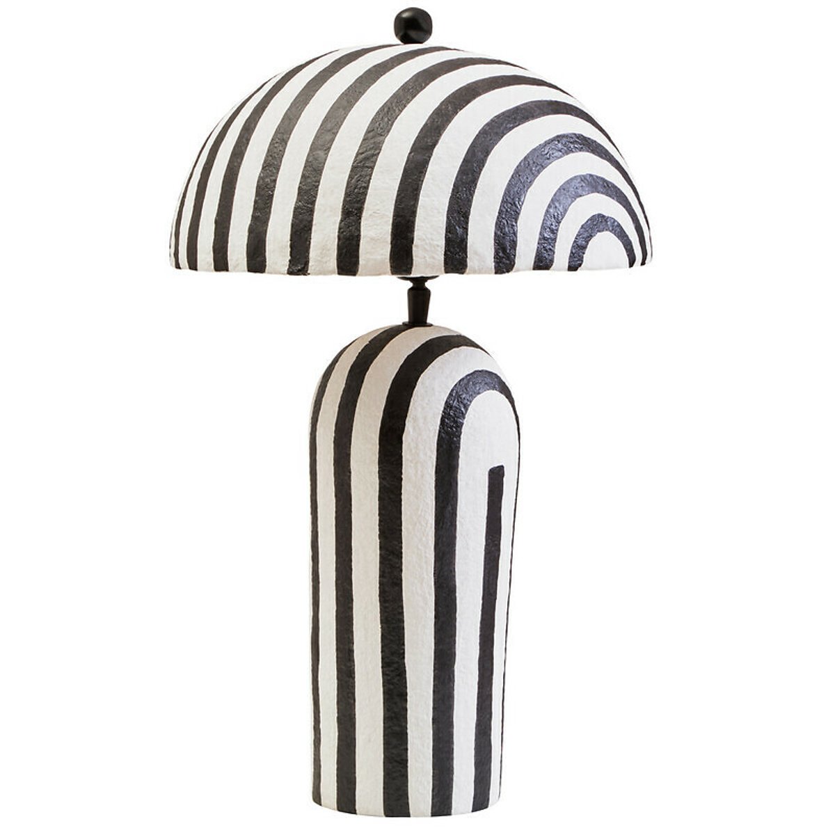50cm Conway Stripe Papier Mache Style Table Lamp With Dome Shade black/white, ÉDITÉ