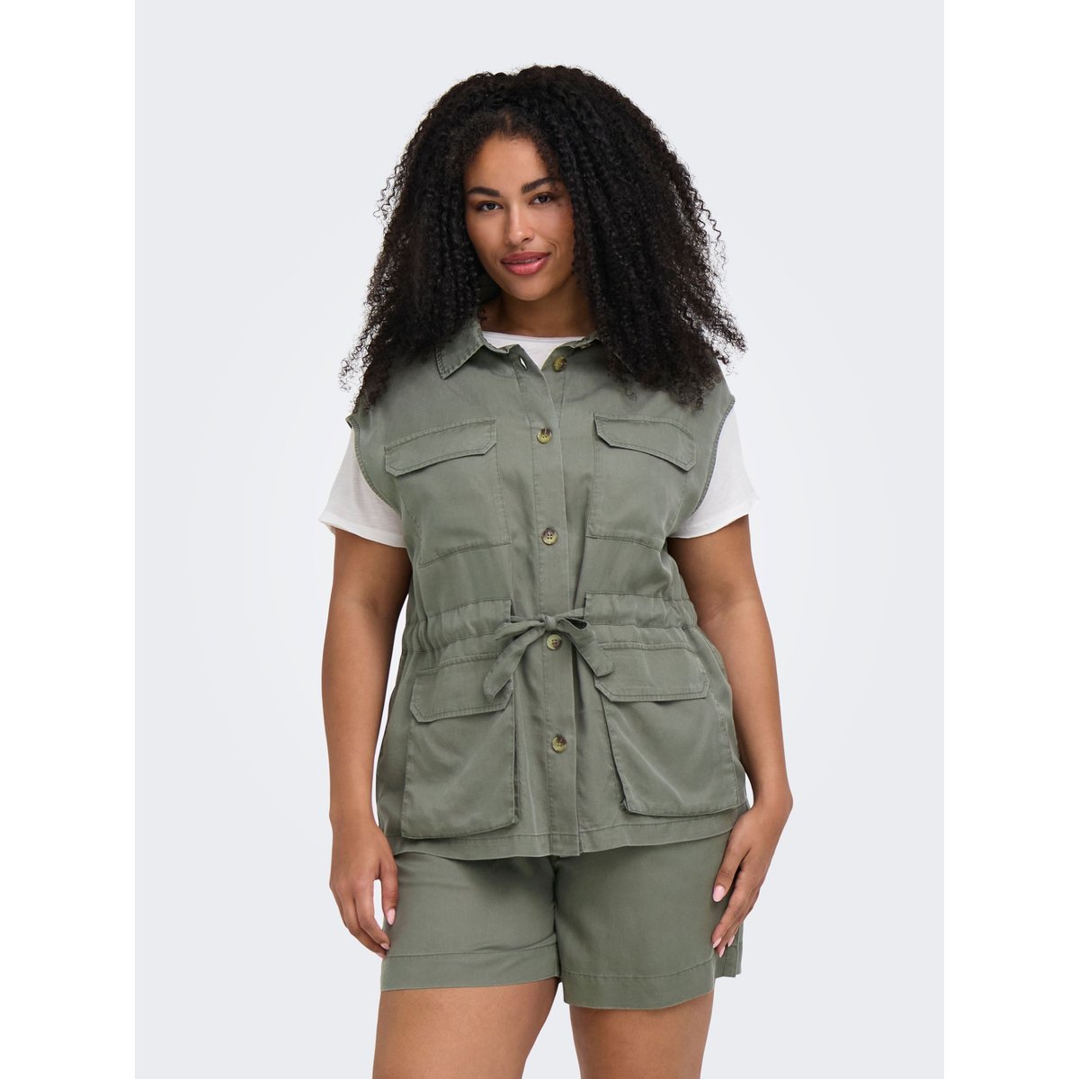 Gilet grise - smokey olive, ONLY CARMAKOMA