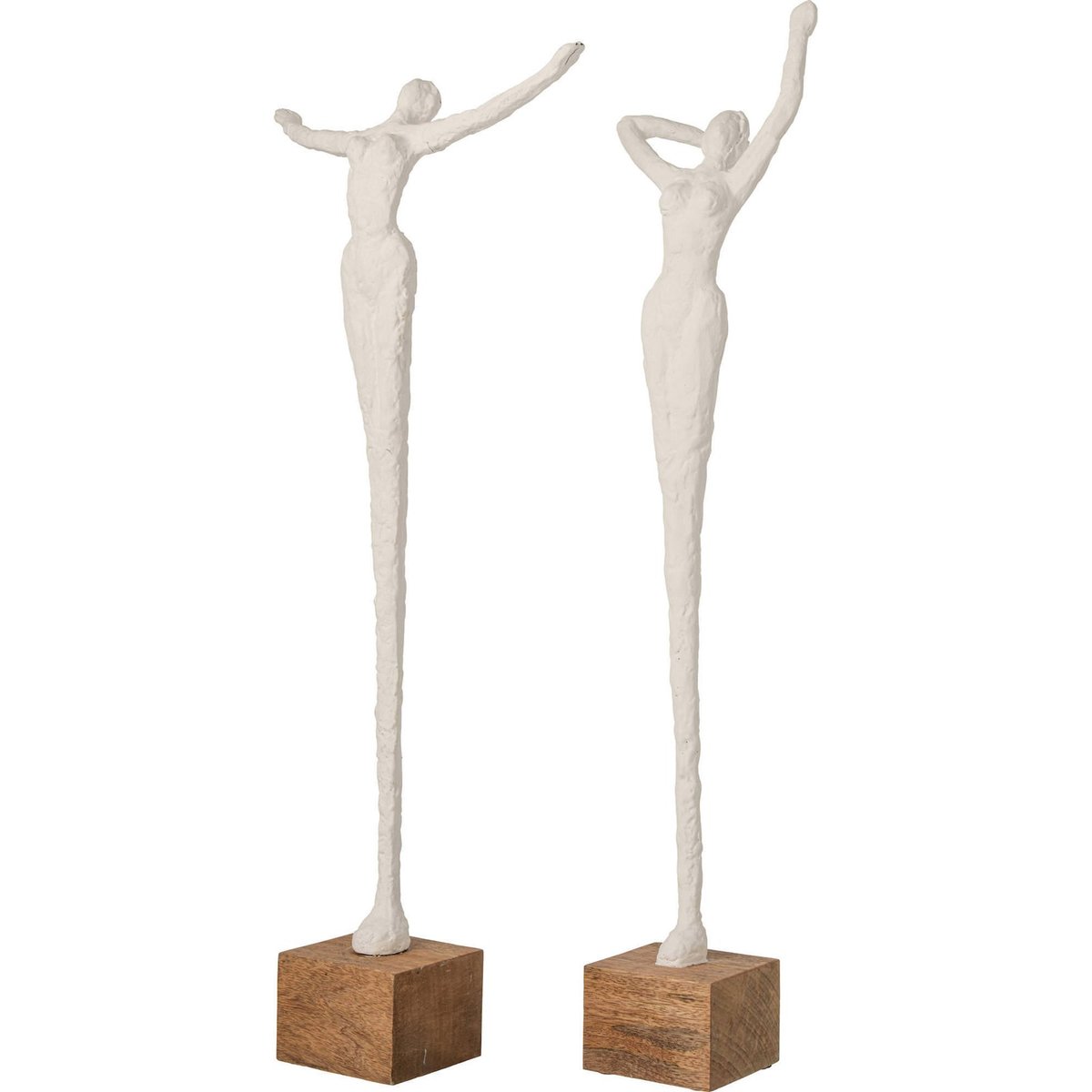 Duo de figurines femme sur socle en résine naturel et blanc, RECOLLECTION