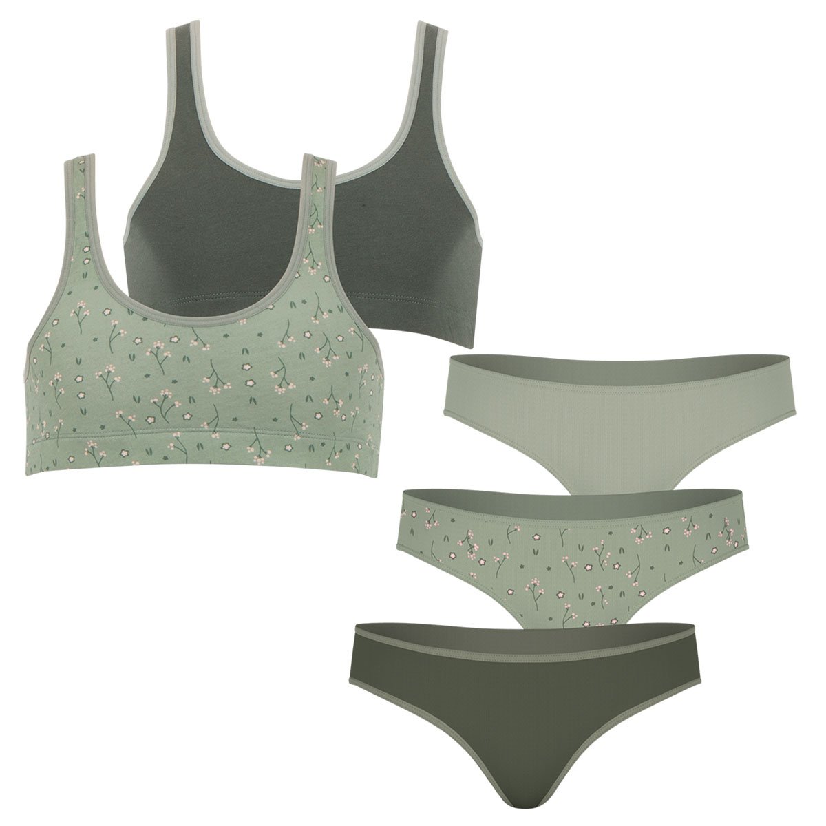 Ensemble brassières et slips kaki, ATHENA
