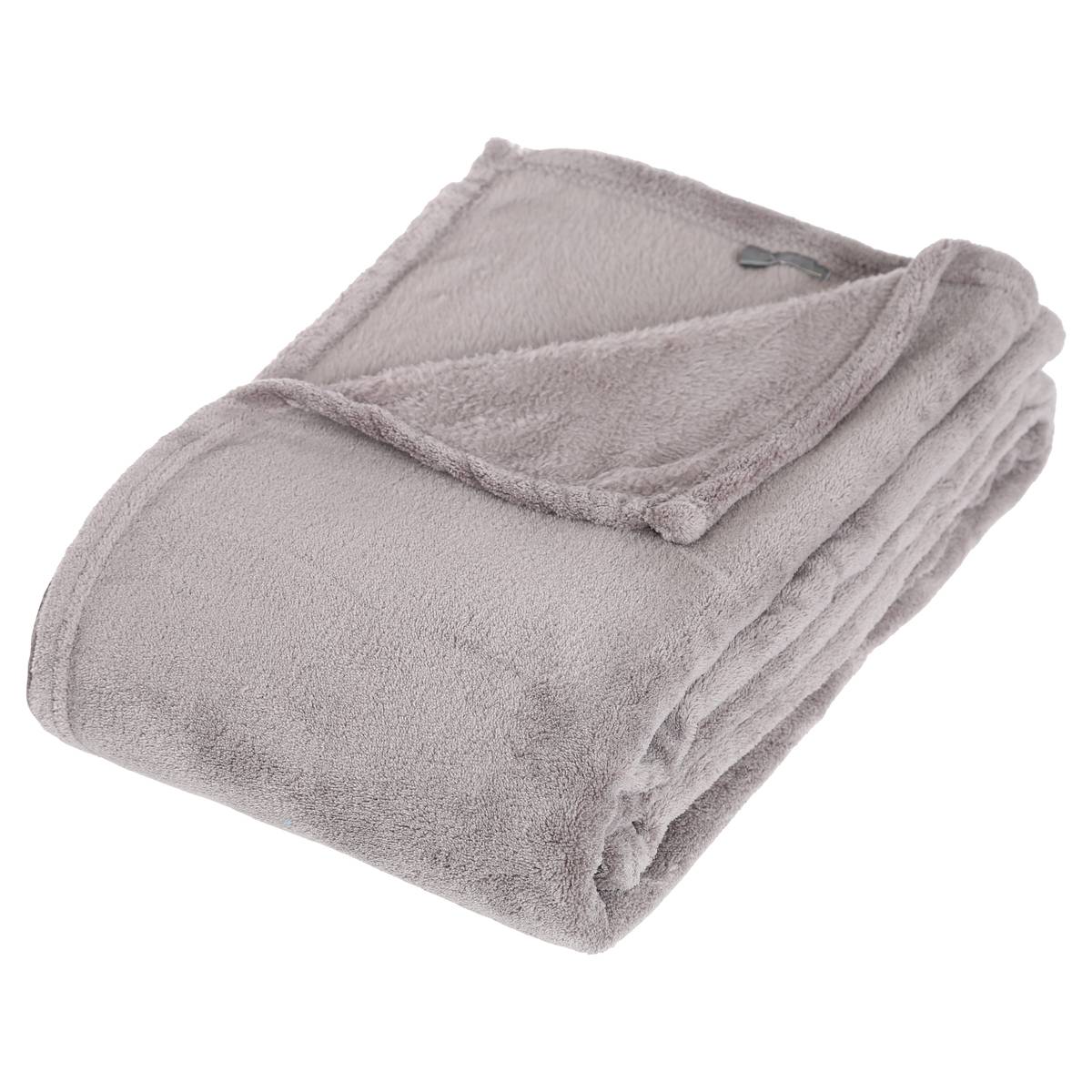Plaid microfibre uni KIESA gris, ATMOSPHERA