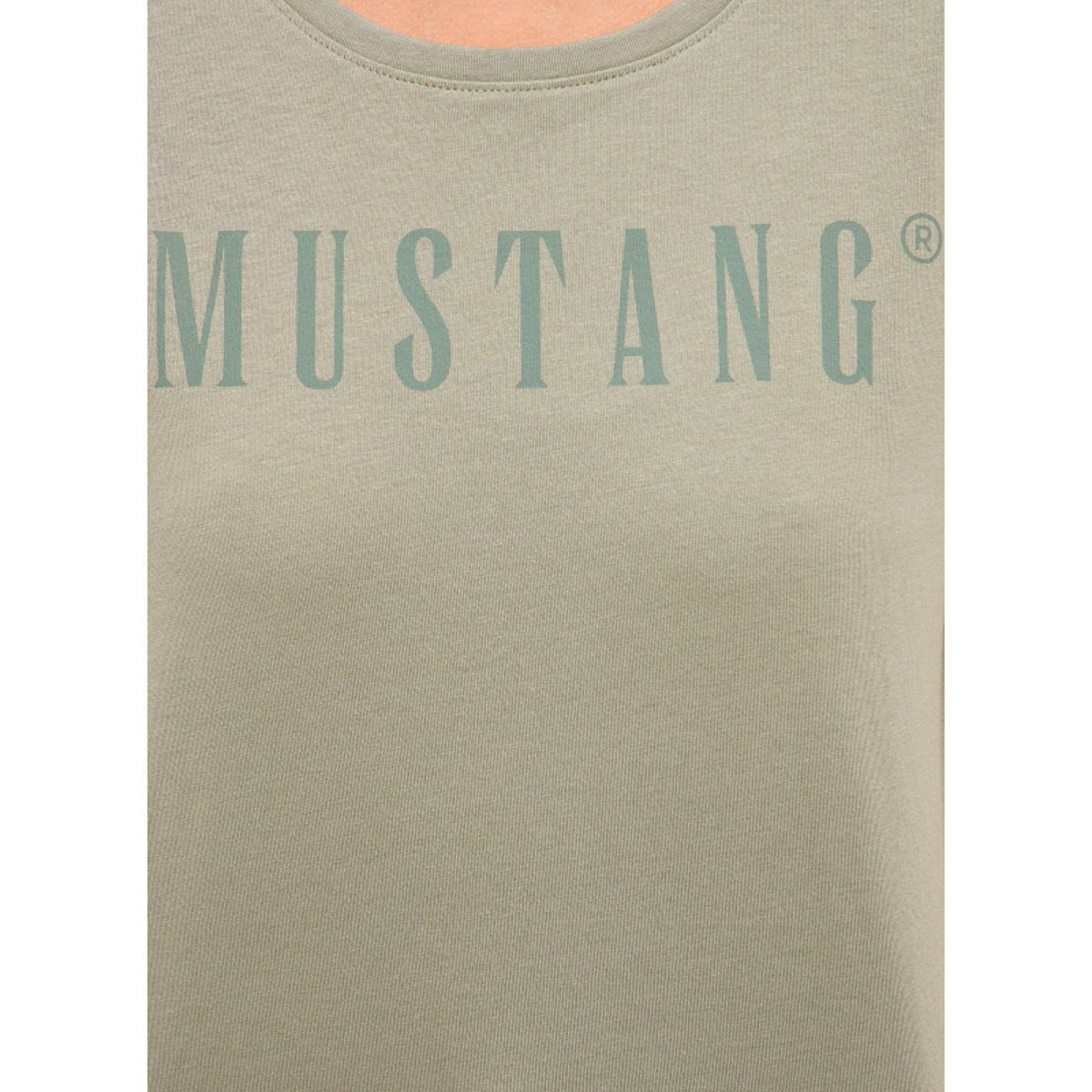 T-shirt en coton vert tilleul avec un logo imprimé et des manches courtes vert, MUSTANG