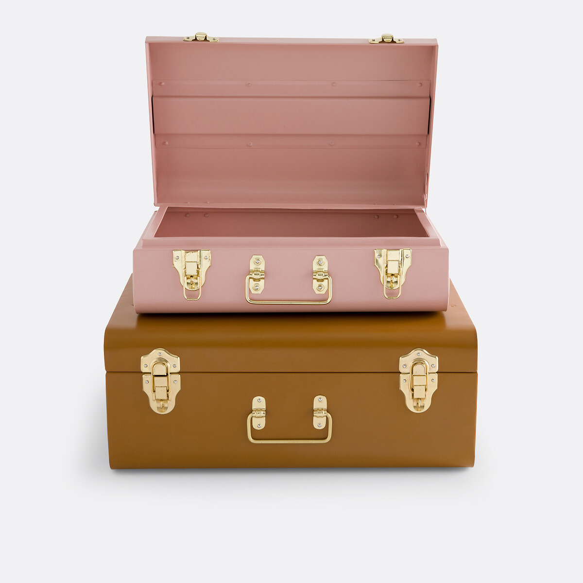 Set of 2 Masa Metal Trunks ochre/powder pink, LA REDOUTE INTERIEURS