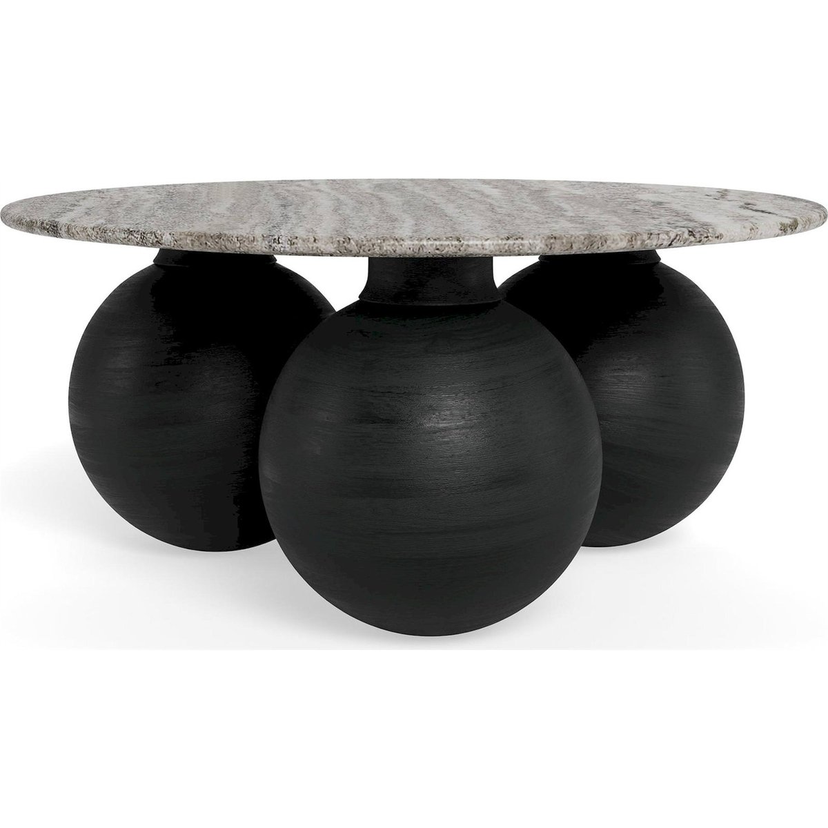 Table basse ronde collection KONYA gris marbre et noir, RECOLLECTION