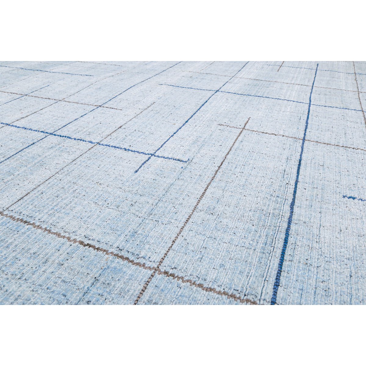 Tapis salon tissé main, laine et Tencel™ , Milly bleu clair, WECON HOME