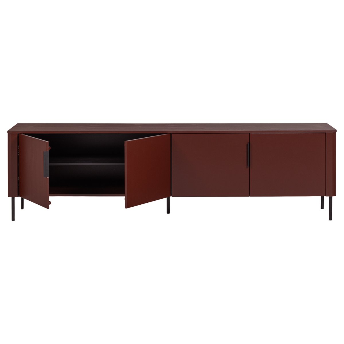 Meuble TV en bois de pin GUNNAR bordeaux, WOOOD