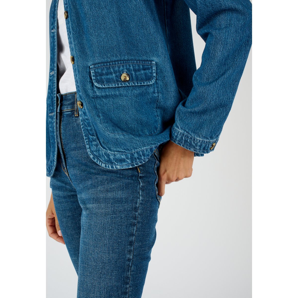 Veste mélange Lyocell Tencel(TM) et viscose bleu denim moyen, DAMART