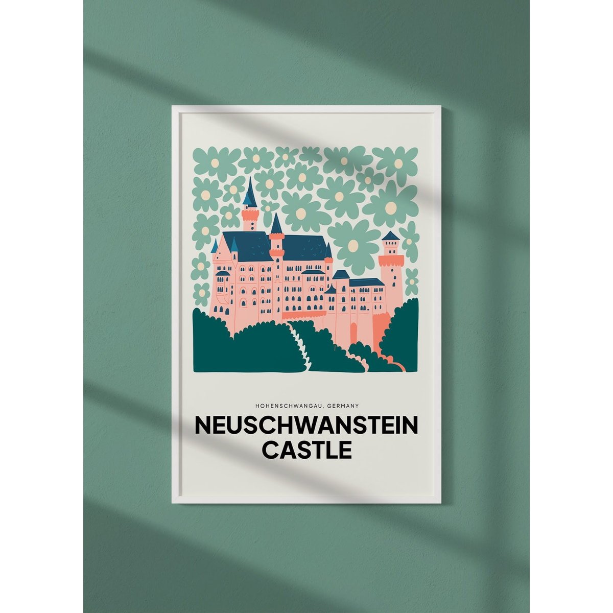 Affiche Allemagne Neuschwanstein Castle blanc, L'AFFICHERIE