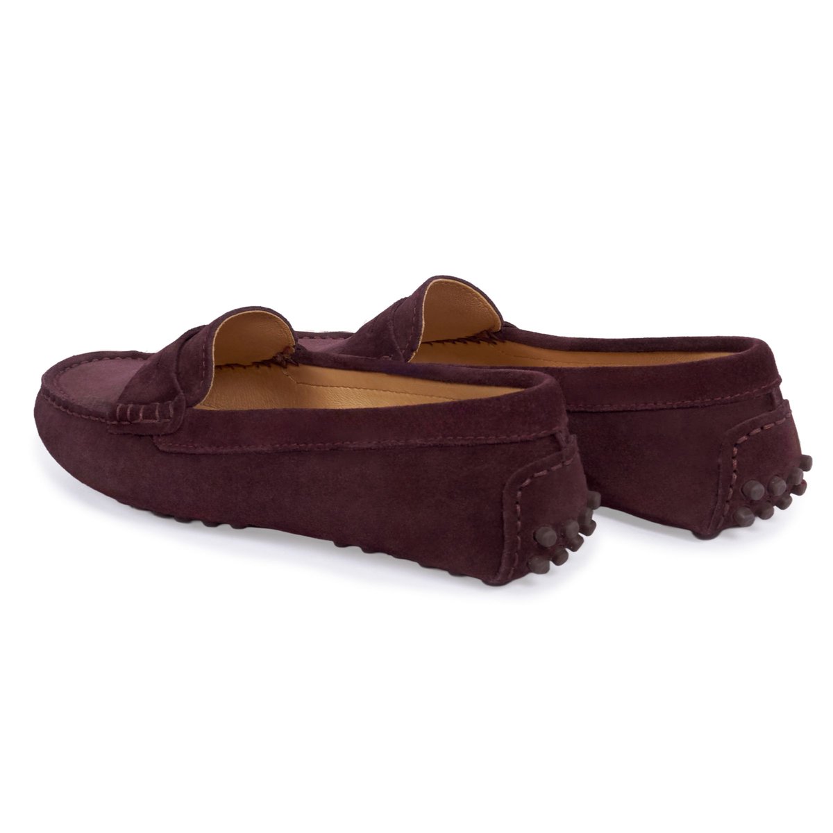 Mocassins femme cuir daim bordeaux, JULES & JENN