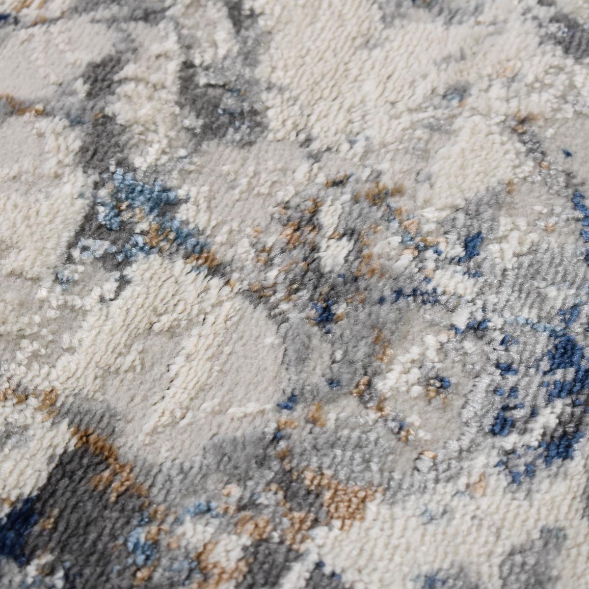 Tapis Chambre tissé motif abstrait EFAL-B écru, gris, bleu, UN AMOUR DE TAPIS