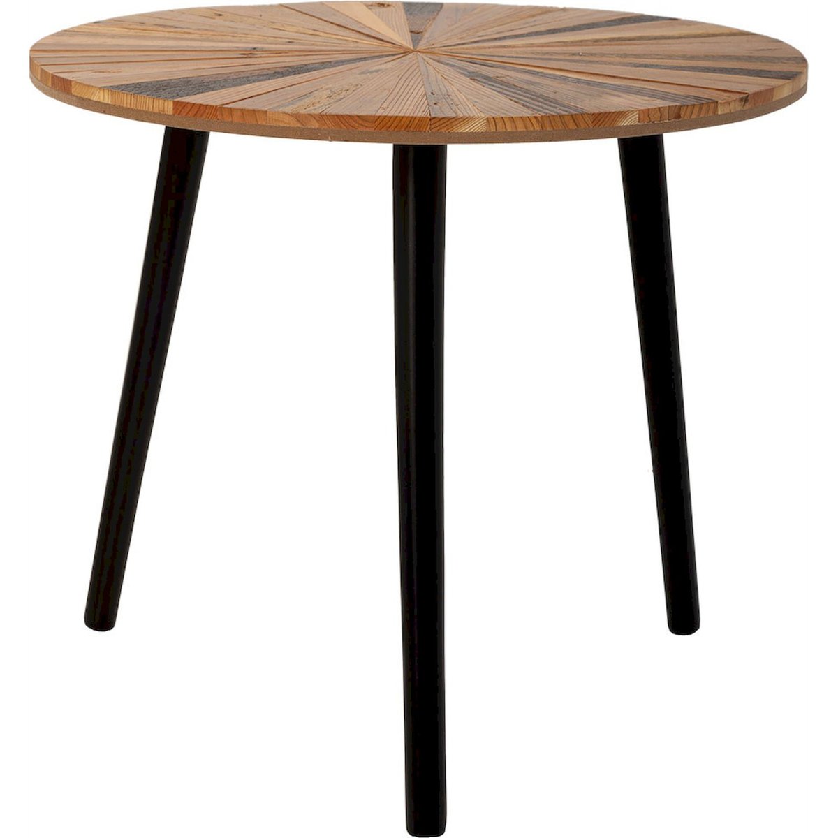 Table d'appoint ronde en métal et bois bois naturel et pieds noirs, RECOLLECTION