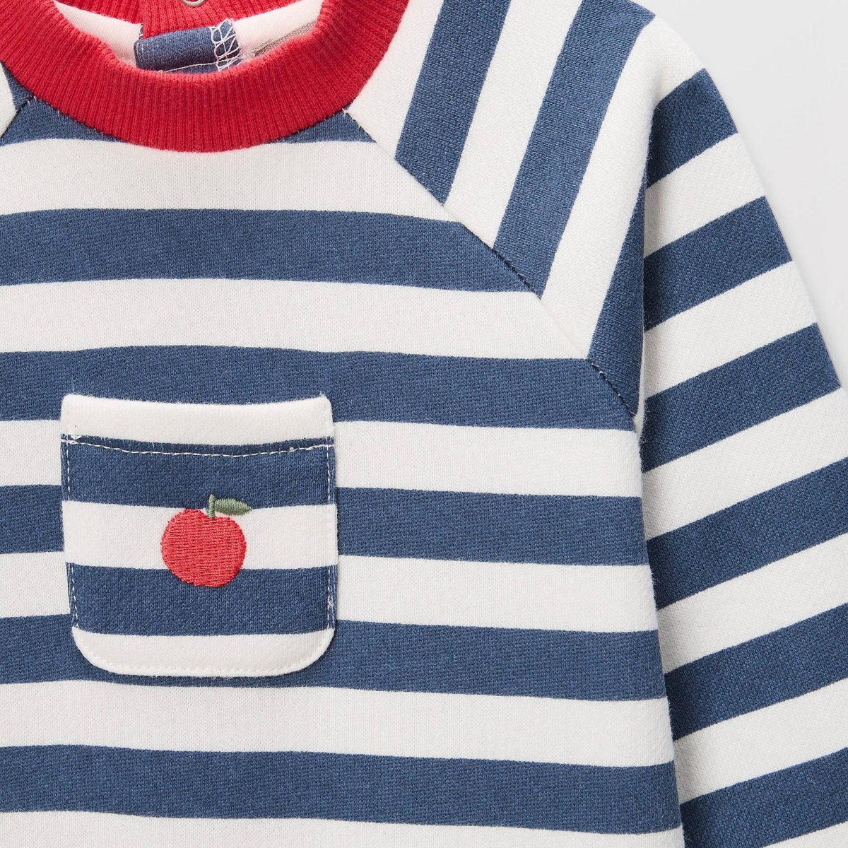 Combinaison rayée en molleton en coton BIO GOTS pierre bleue, BOUT'CHOU