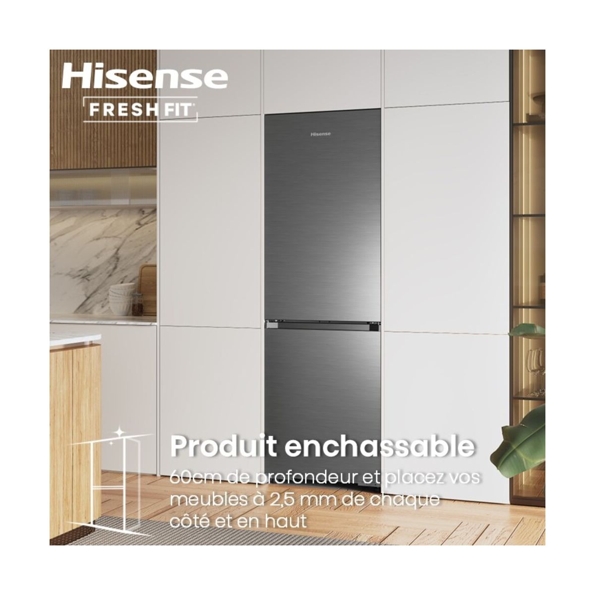 Réfrigérateur combiné RB3K330SAIC FreshFit couleur unique, HISENSE