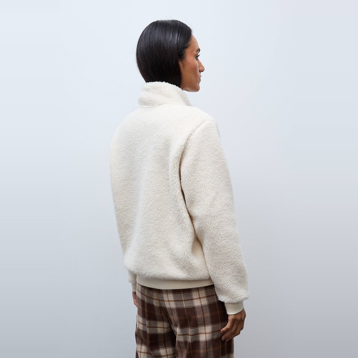 Veste zippée col montant en sherpa enduit, MONOPRIX