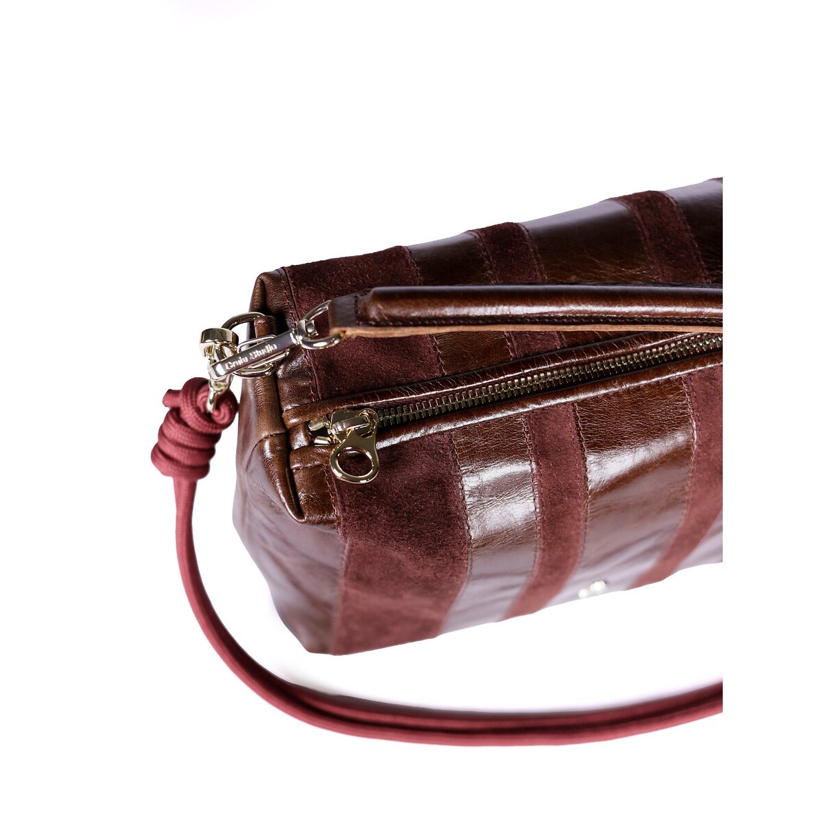 Sac en cuir à effet rayures, MINI HALO bordeaux, CRAIE STUDIO